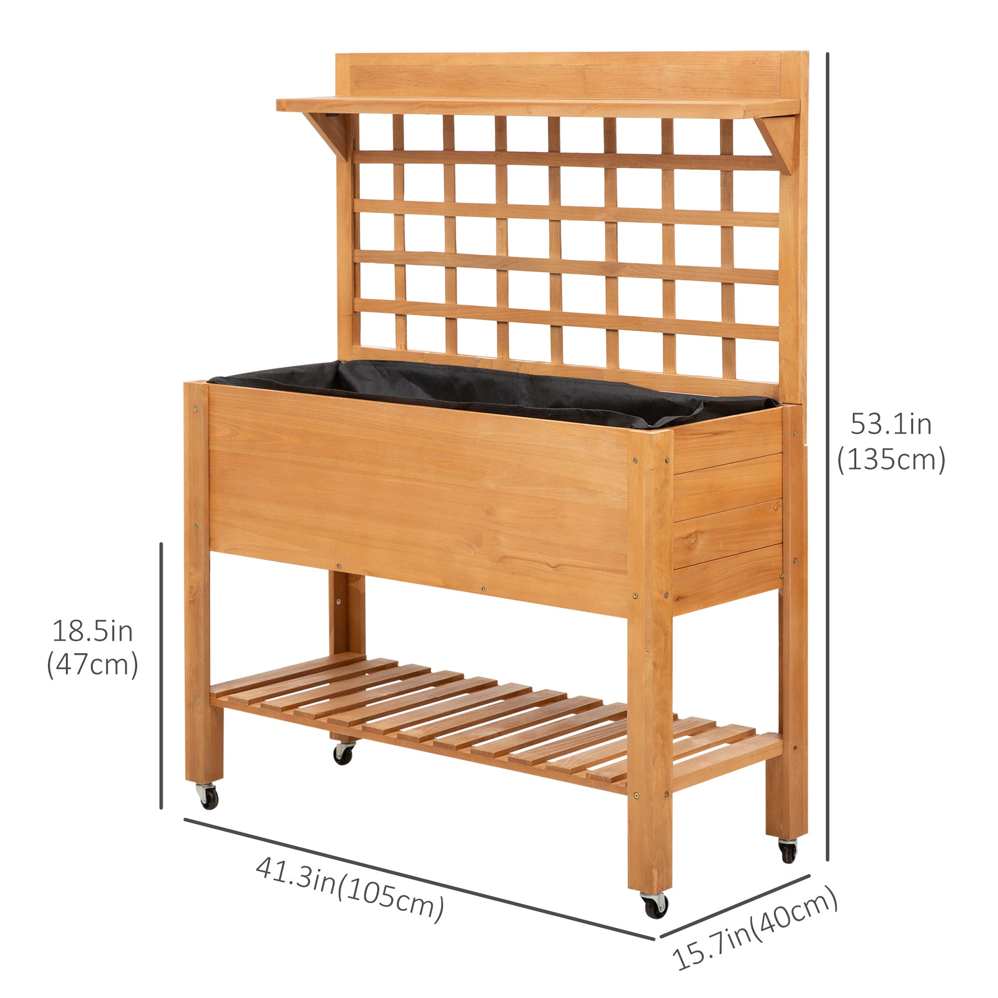 Outsunny Wooden Raised Planter Boxes Elevated Garden Bed Planter Flower Herb Boxes for Vegetables Flower,41.25"L x 15.75"W x 53.25"H