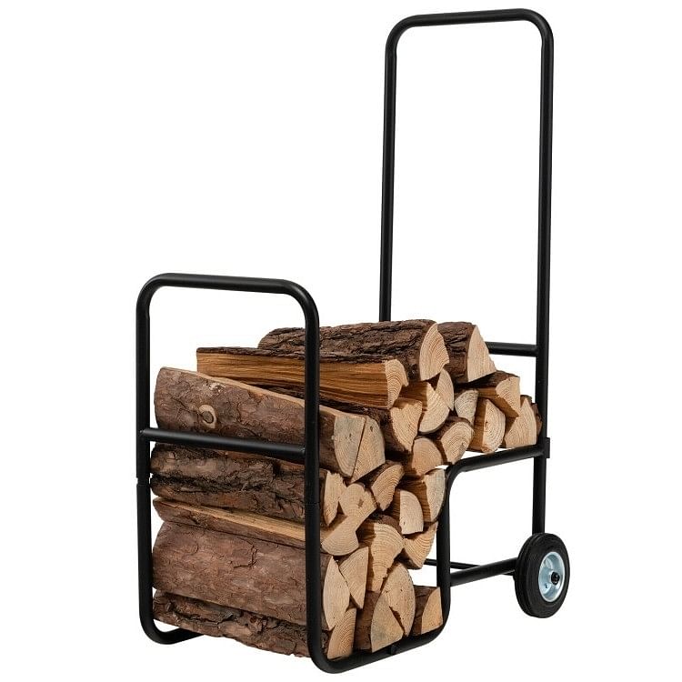Black Large Firewood Log Cart Carrier - Free Shipping