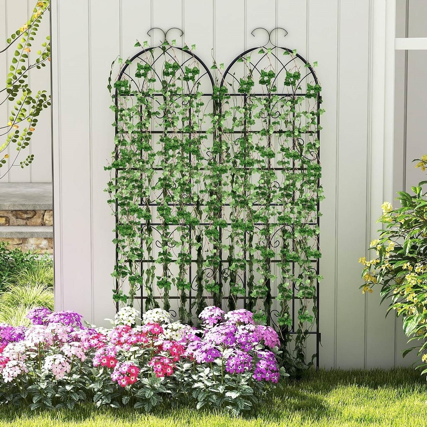 Set of 2 - 6-Ft Heavy Duty Outdoor Galvanized Metal Garden Trellis - Free Shipping