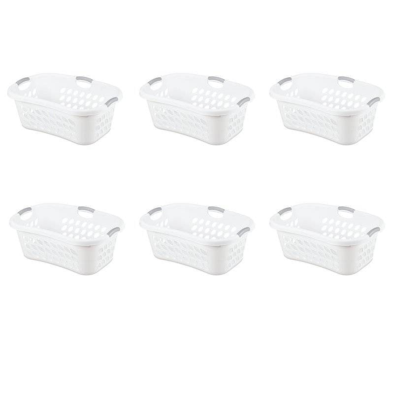 Set of 6 White Laundry Baskets w/ Carry Handles - Free Shipping