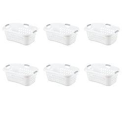 Set of 6 White Laundry Baskets w/ Carry Handles - Free Shipping