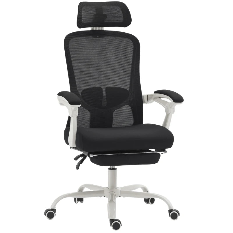 Ergonomic Office Chair, Mesh Reclining Desk Chair with Adjustable Lumbar Support, Headrest, Black