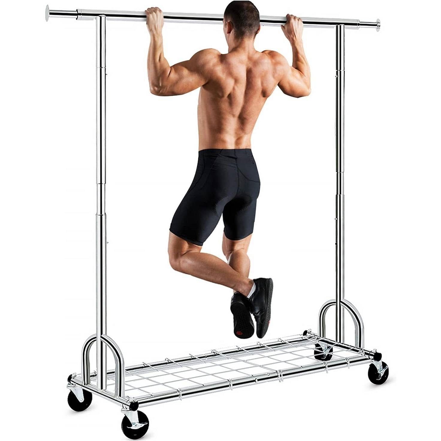 Heavy Duty Metal Clothing Garment Rack with Lockable Wheels - 450 lbs. Capacity - Free Shipping