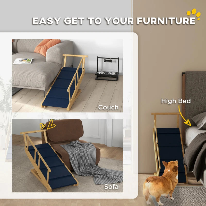 Adjustable Dog Stairs Foldable Dog Steps with Non-slip Mat for Small to Large Dogs for High Bed Sofa Couch