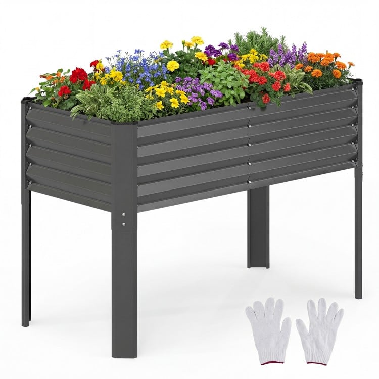 Galvanized Raised Garden Bed with Legs 46" x 24" x 31" Metal Elevated Planter Box-Gray