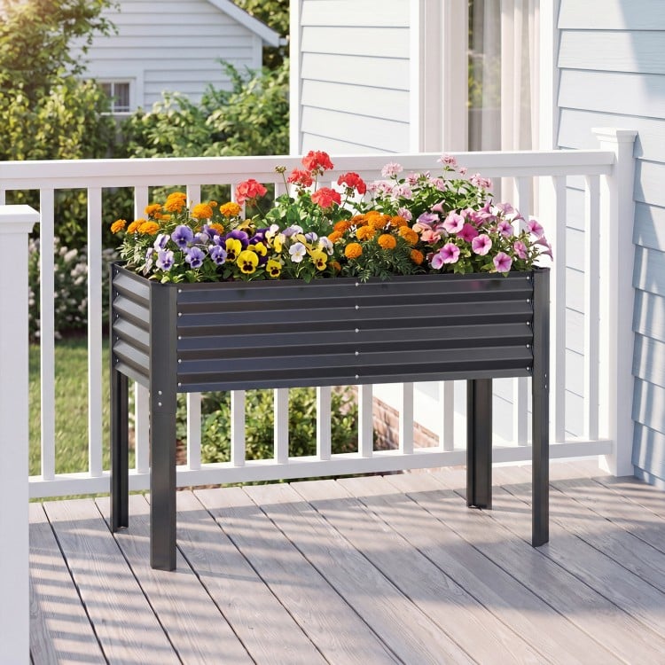 Galvanized Raised Garden Bed with Legs 46" x 24" x 31" Metal Elevated Planter Box-Gray
