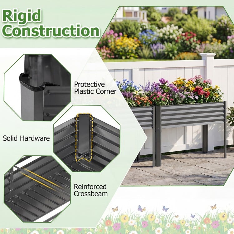 Galvanized Raised Garden Bed with Legs 46" x 24" x 31" Metal Elevated Planter Box-Gray