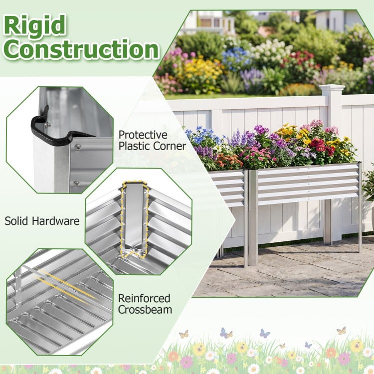 Galvanized Raised Garden Bed with Legs 46" x 24" x 31" Metal Elevated Planter Box-Silver