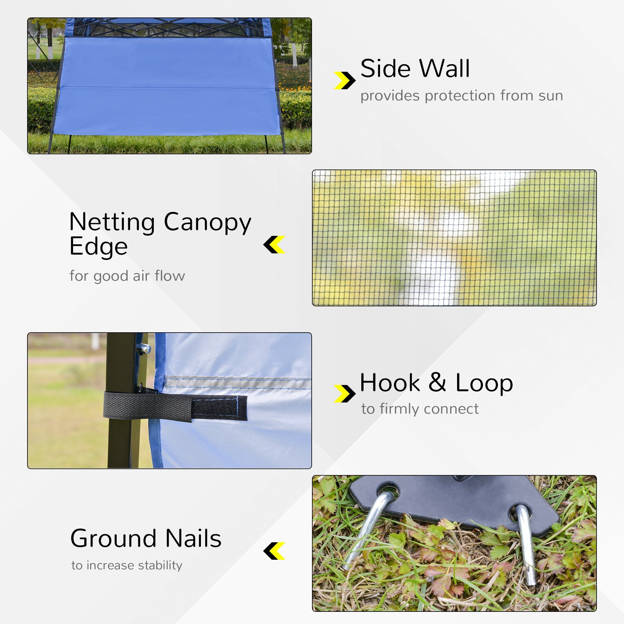 Outsunny Garden Pop Up Gazebo Tent 7'x7' with Backpack Adjustable Legs Outdoor Canopy Blue Black