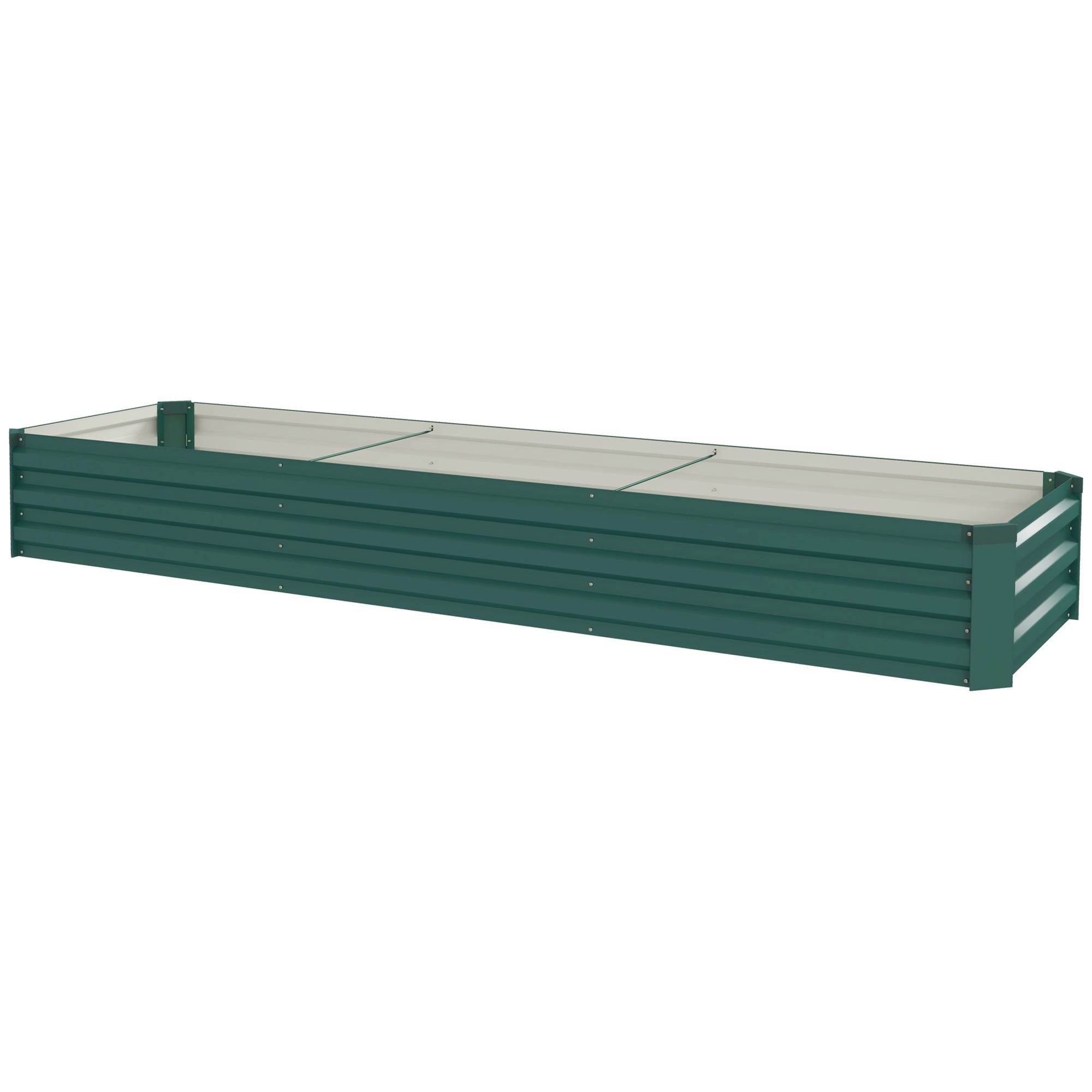 Outsunny 8'x2'x1' Galvanized Raised Bed, Large Elevated Planter Box for Growing Flowers, Herbs and Vegetables, Green