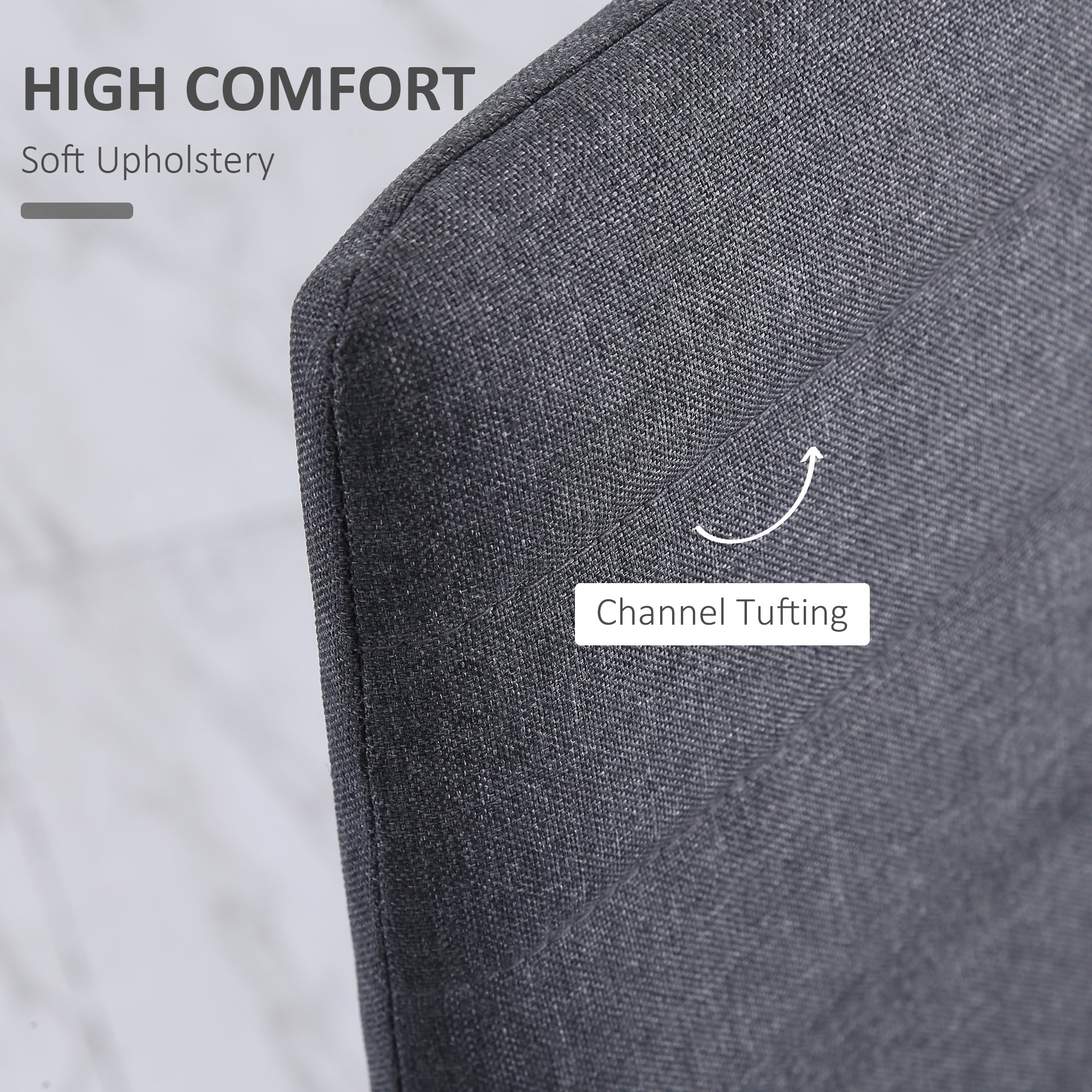 HOMCOM Set of 4 Dining Chairs High Back Linen Metal Legs Modern Accent Seating Grey