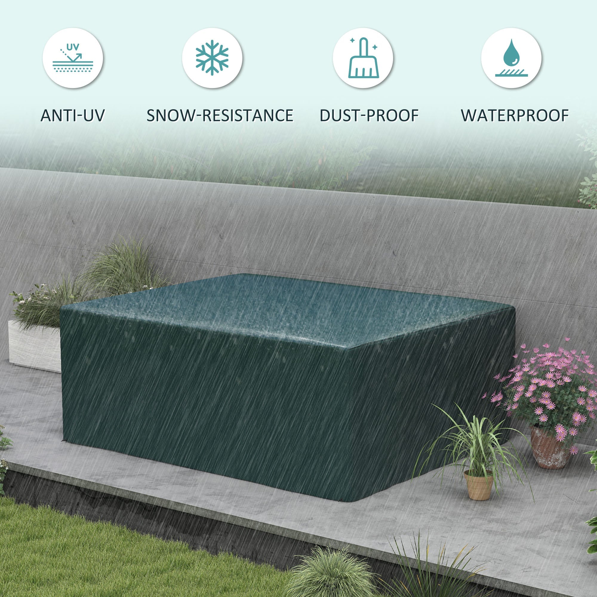 Outsunny Large Patio Furniture Covers Waterproof Anti-UV Garden Set Protector Dark Green 92.5" x 74.8" D x 35.4"