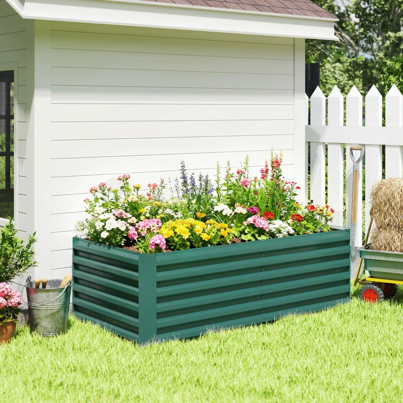6' x 3' x 2' Raised Garden Bed, Galvanized Planter Box for Growing Flowers, Herbs and Vegetables, Dark Green