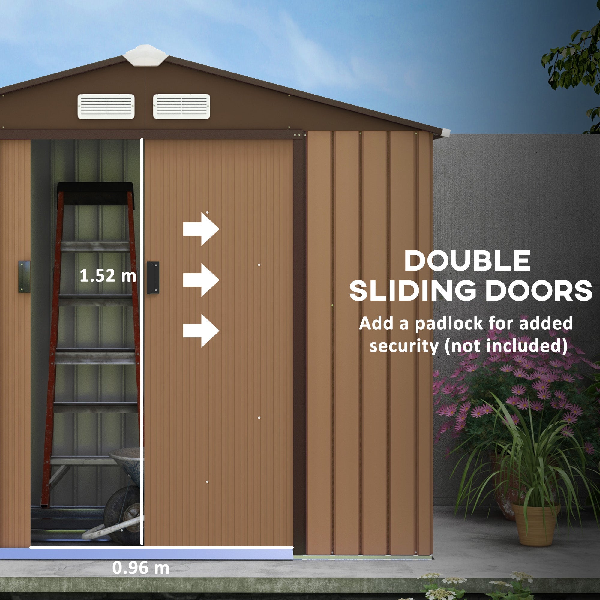 Outsunny Garden Storage Shed 7'x4'x6' - Outdoor Metal Tool Storage House with Foundation, Galvanized Steel Base, Yellow