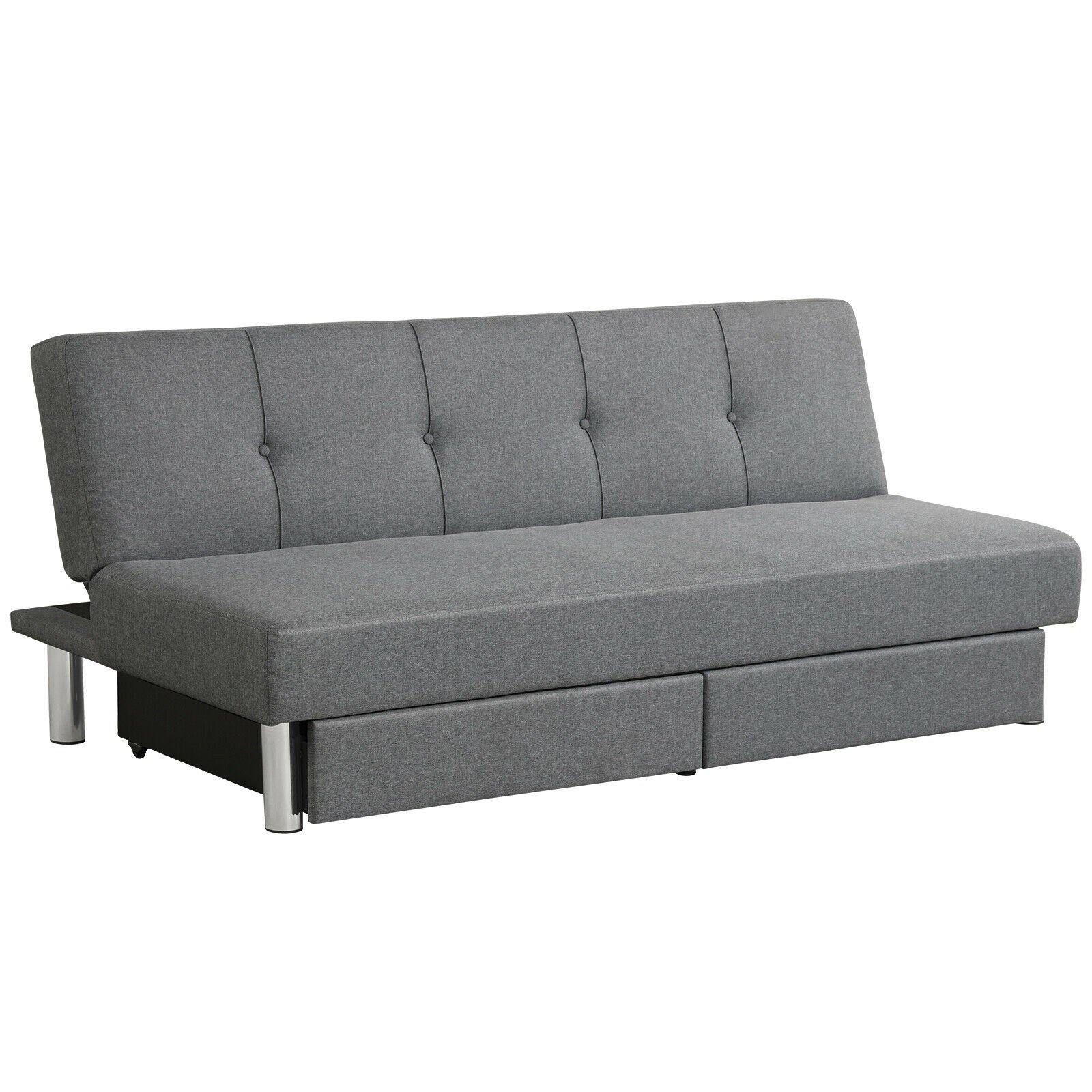3-Seat Convertible Sofa Bed,Long Sofa w/ 2 Large Drawers, Ergonomic Sleeper w/ 3 Adjustable Angles