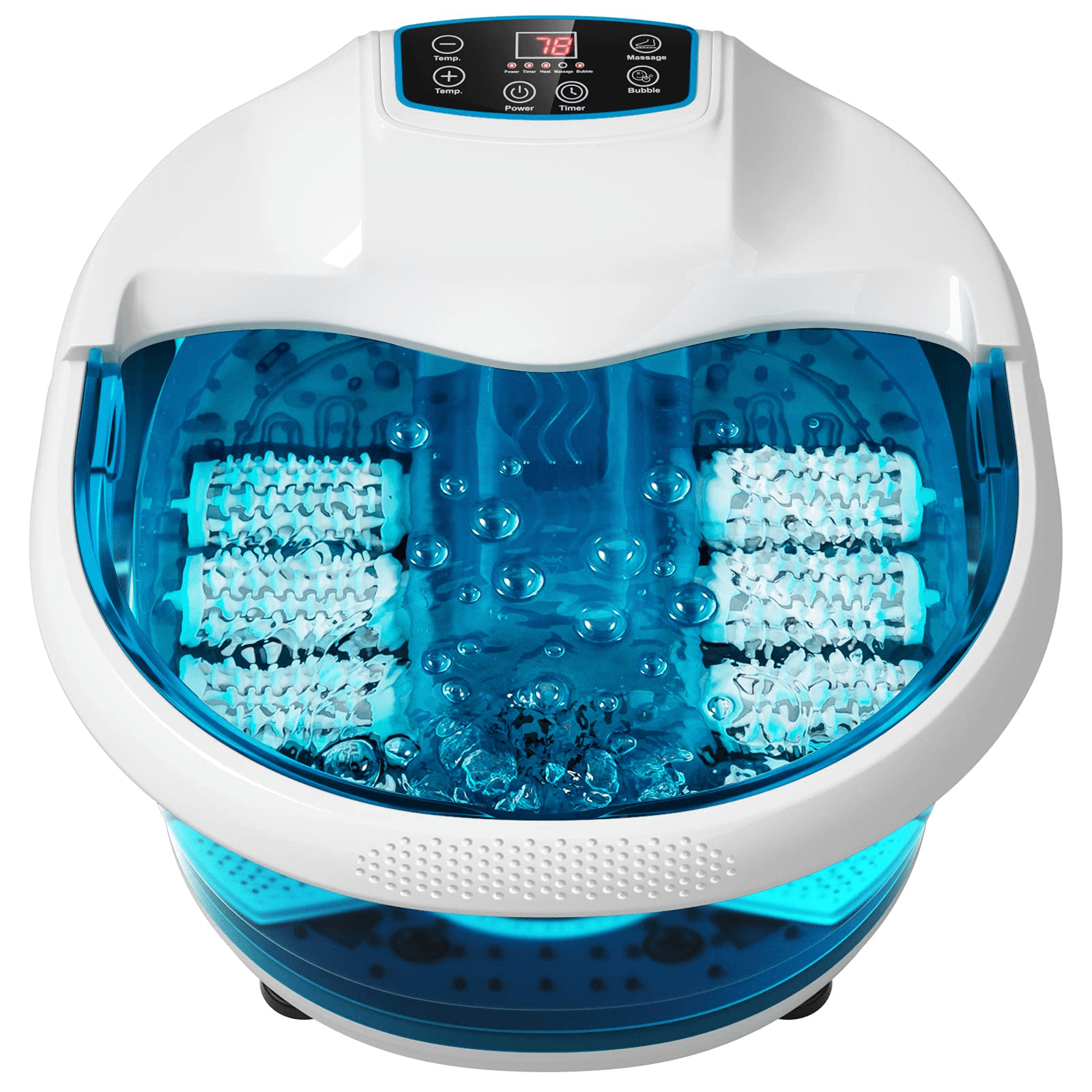 Giantex Foot Spa Bath Massager with Heat Bubbles, 6 Motorized Massage Rollers