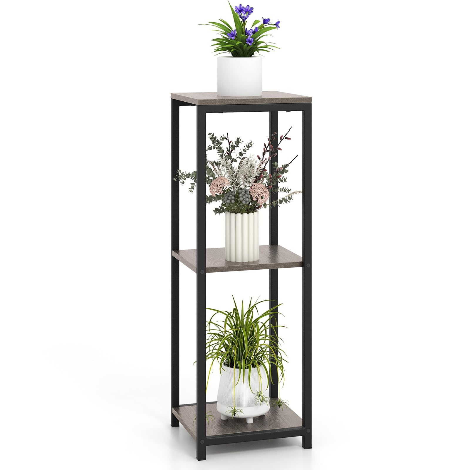 Giantex 3 Tier Tall Plant Stand Indoor, 36 Inch Corner Plant Holder with Metal Frame