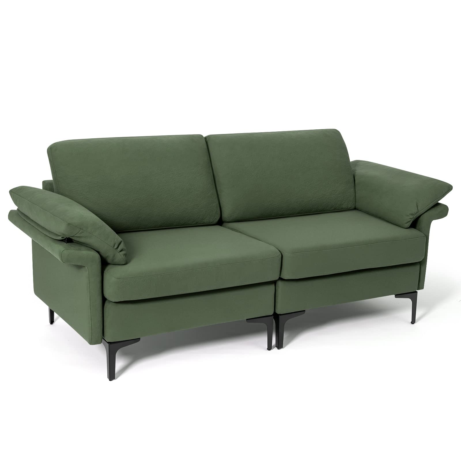 Giantex 72.5" L Loveseat, 2-Seat Sofa Couch with Removable Armrest Pillows