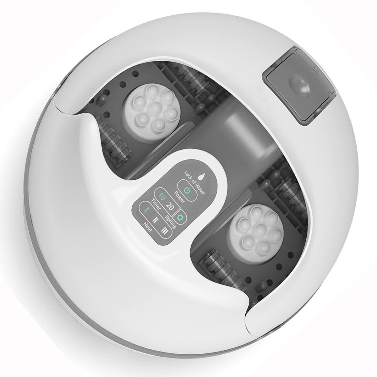 Giantex Steam Foot Spa Bath Massager w/3 Heat Levels, Pedicure Massage Rollers, Foot Spa Massager for Stress Relief (Brown/Gray)