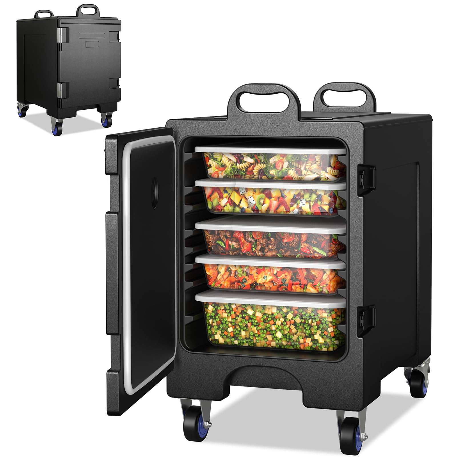 Giantex Insulated Food Pan Carrier with Wheels, 81 Quart Stackable Food Container for 5 Full Size Pans