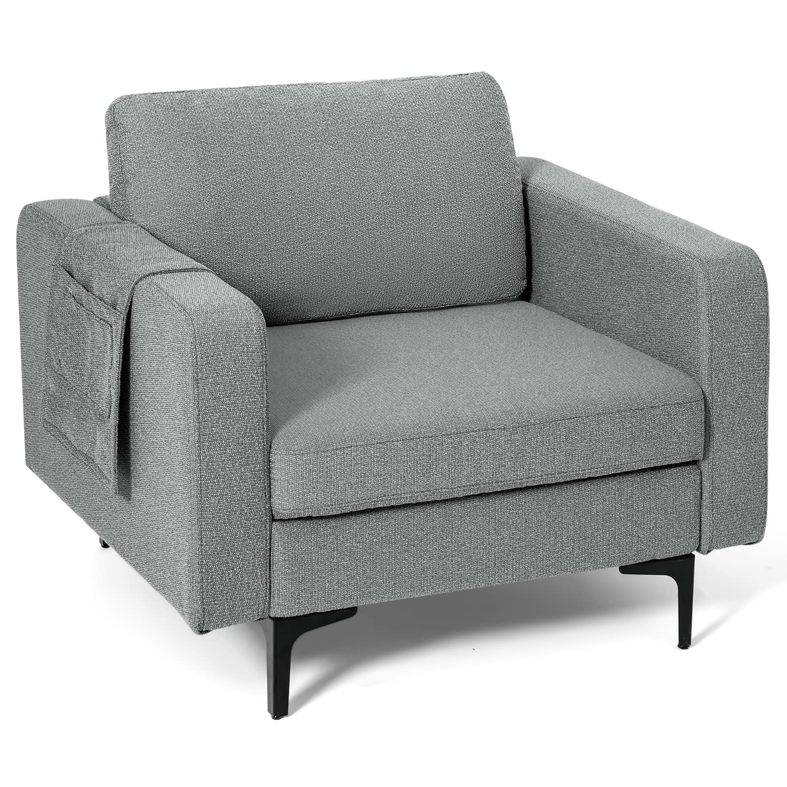 Giantex Modern Accent Chair w/Comfy Thick Cushion, Magazine Pockets