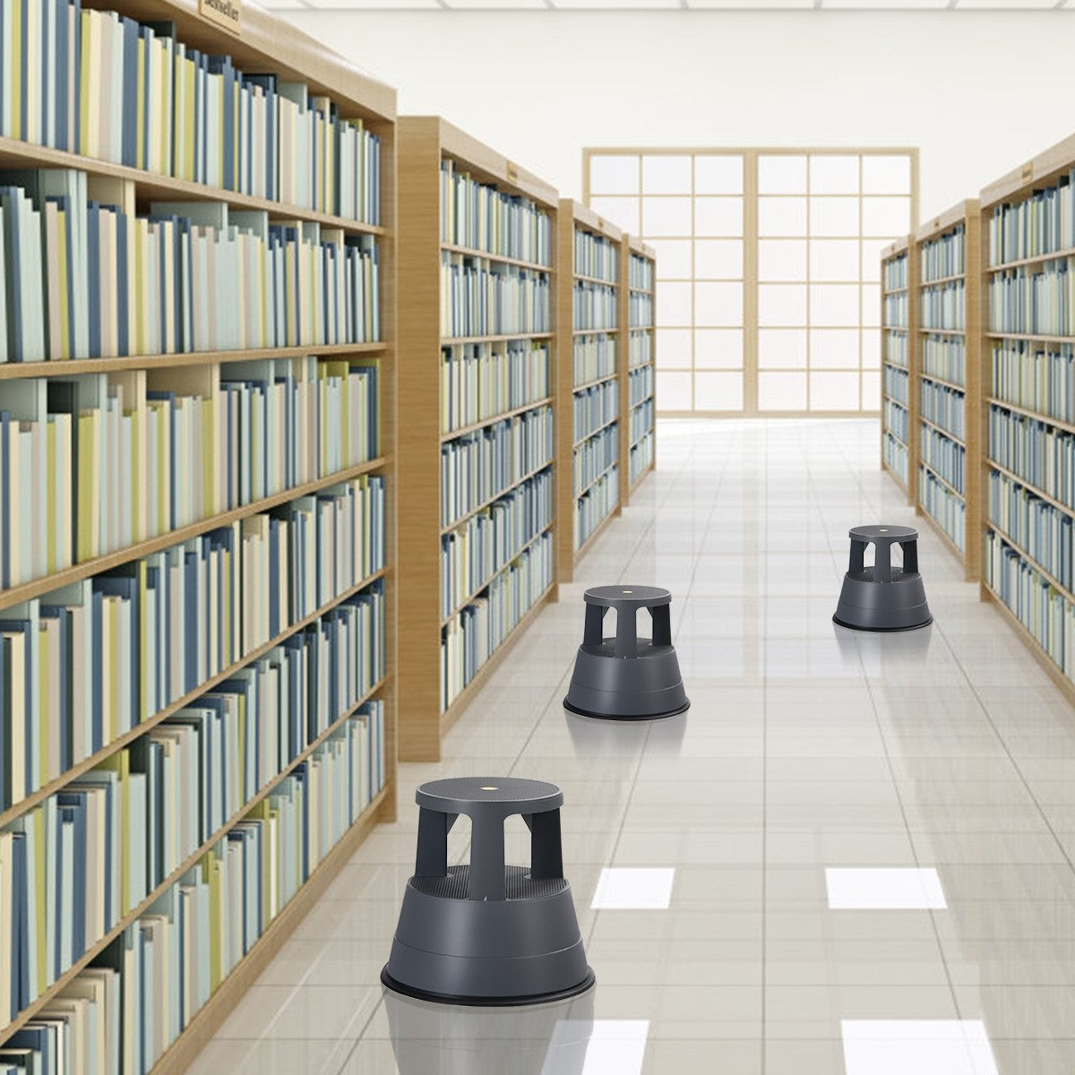 Rolling Step Stool Kick Stool Ladder w/Non-Slip Platform Casters