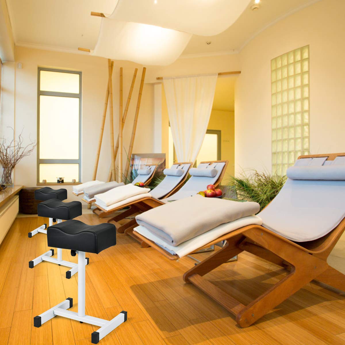 Giantex Pedicure Footrest Technician Nail Equipment, Salon Spa Beauty Footrest Home Pedicures with Height Adjustable Seat