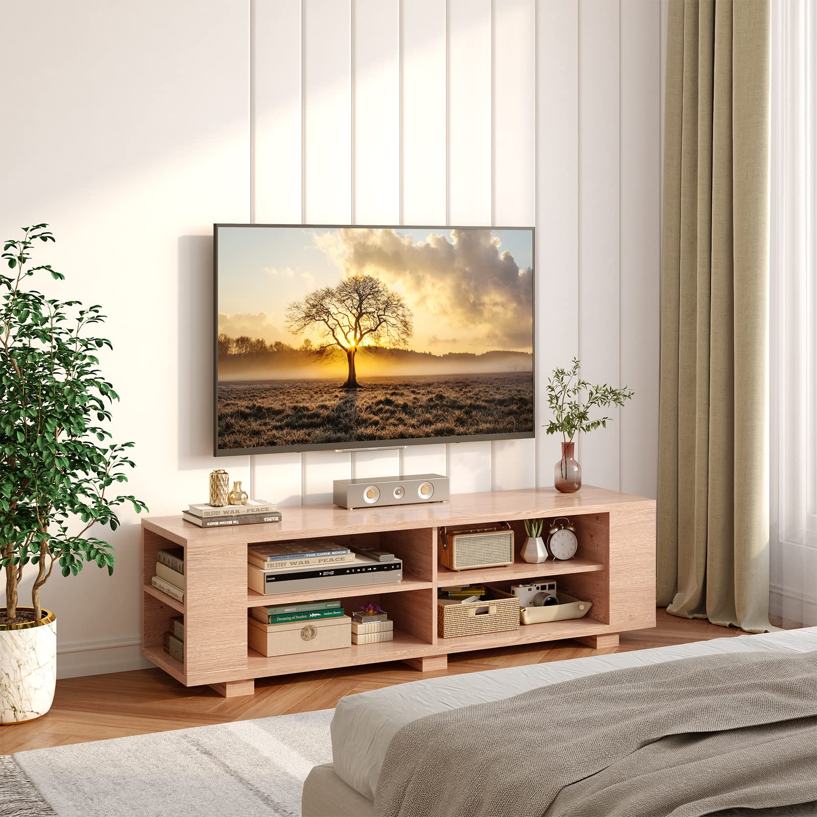 Giantex TV Stand Entertainment Center - Farmhouse Television Table up to 65 Inches TVs, 7 Colors