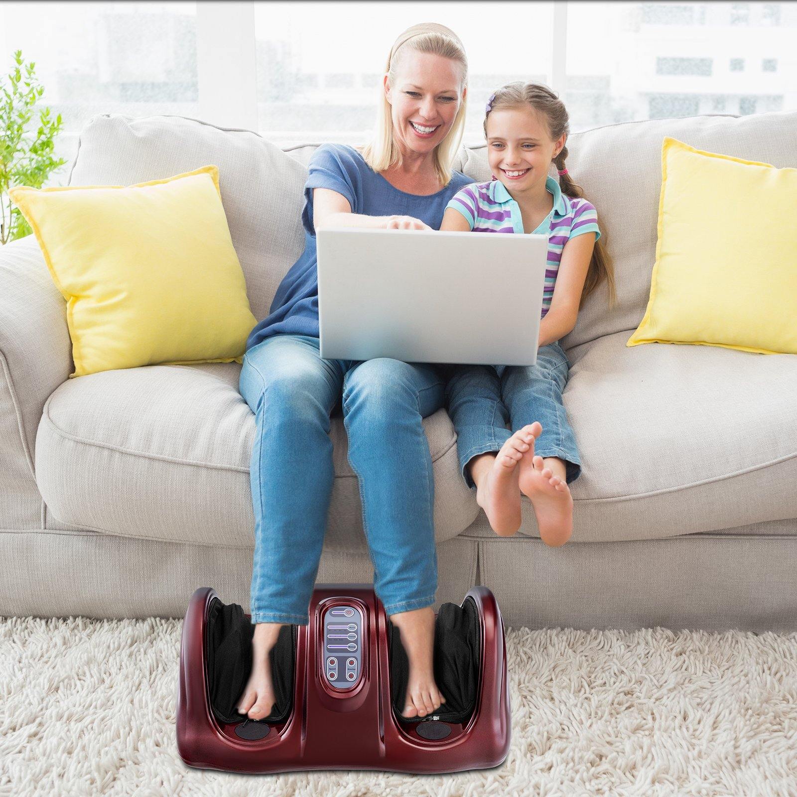 Giantex Nerve Pain Therapy Spa Gift Deep Kneading Rolling Massage for Leg Calf Ankle, Burgundy/Red/Black/Gray