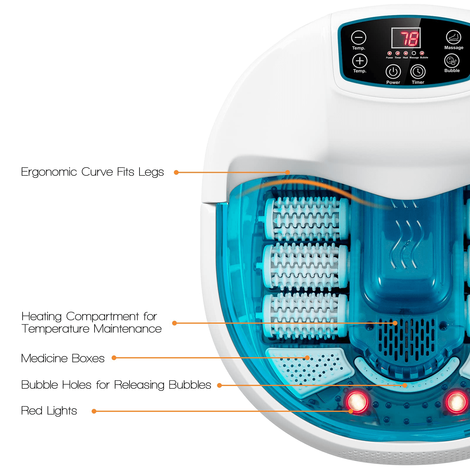 Giantex Foot Spa Bath Massager with Heat Bubbles, 6 Motorized Massage Rollers
