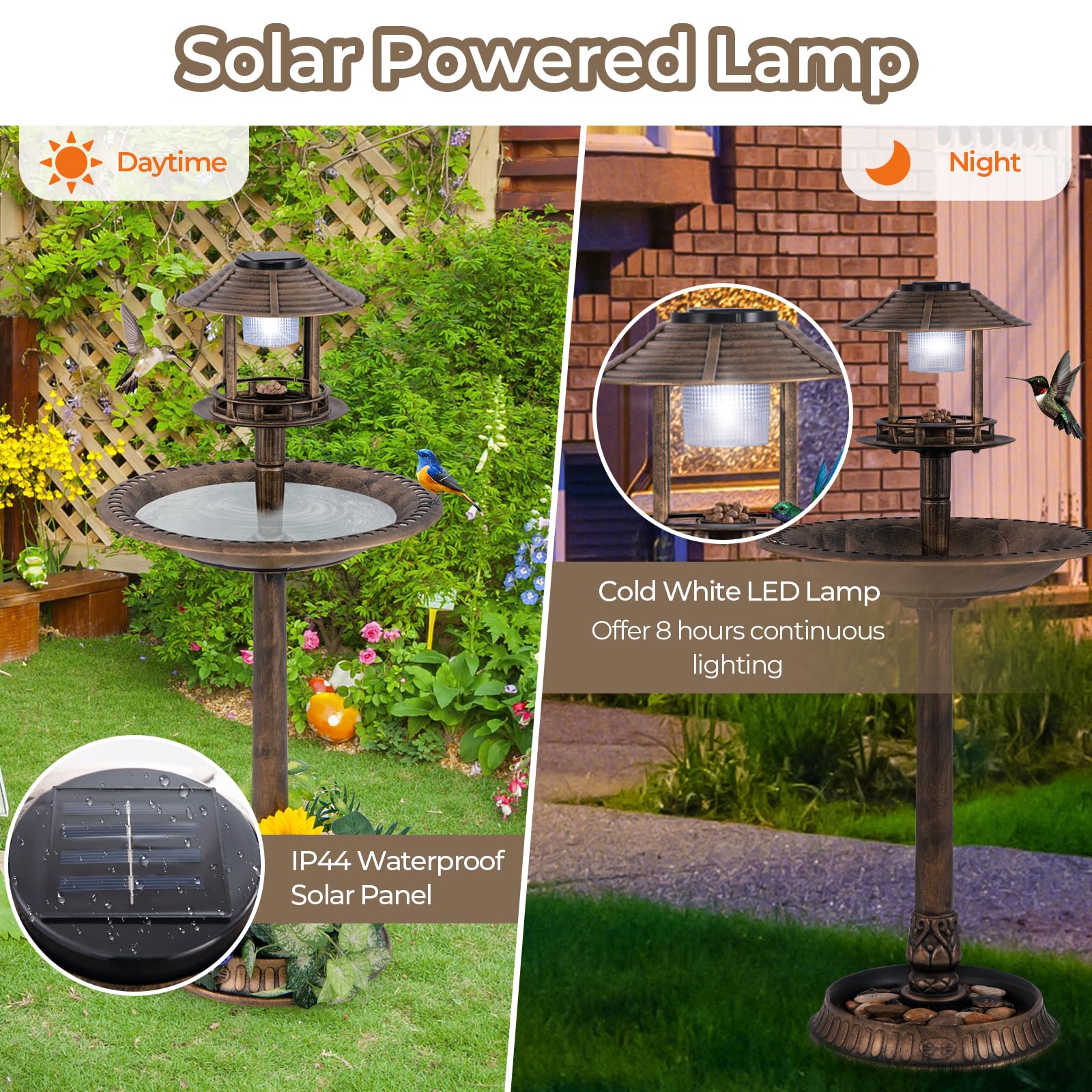 Giantex 42 inch Bird Bath Solar Lighted