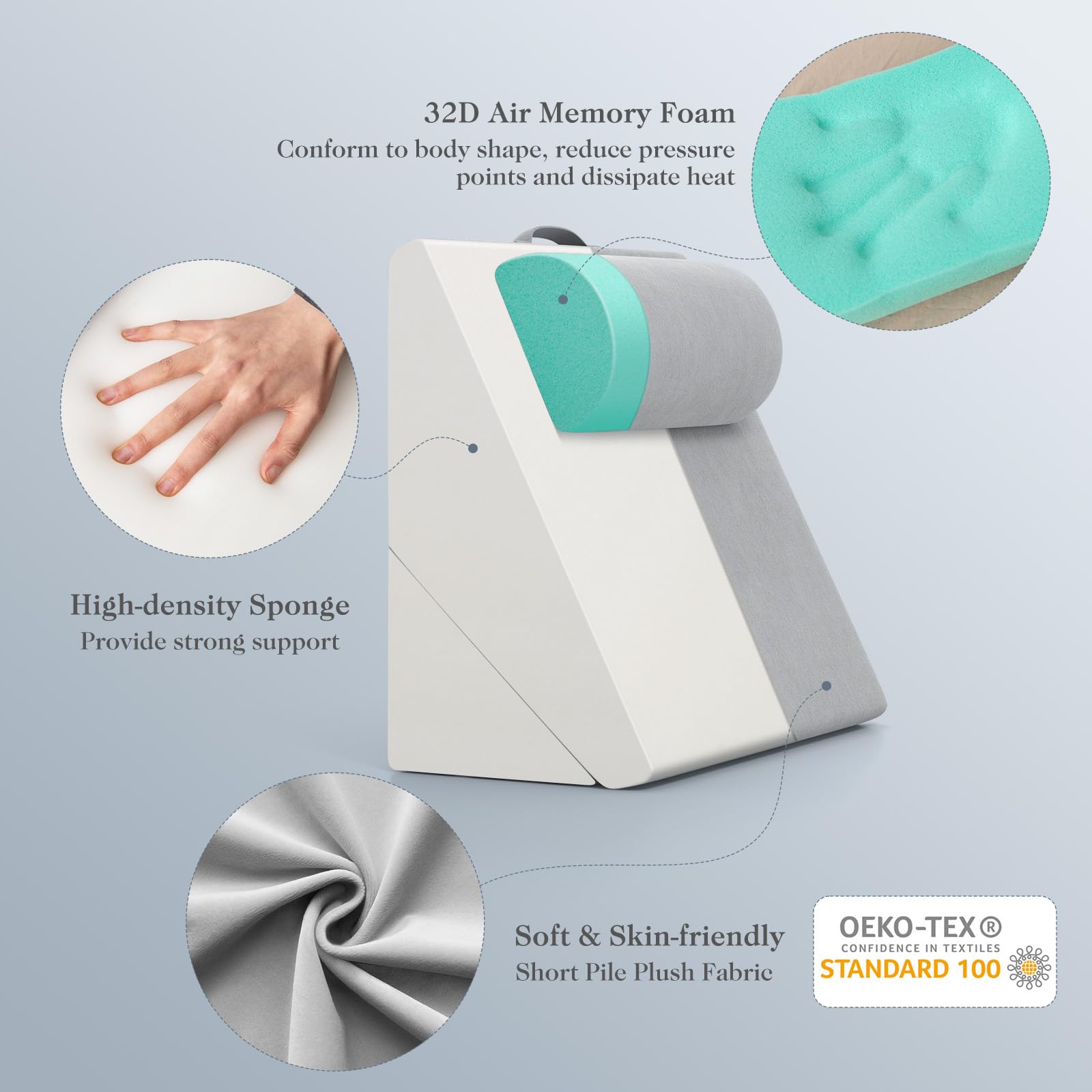 Giantex Bed Wedge Pillow for Sleeping, 12 Inch Adjustable Triangle Pillow with Air Memory Foam