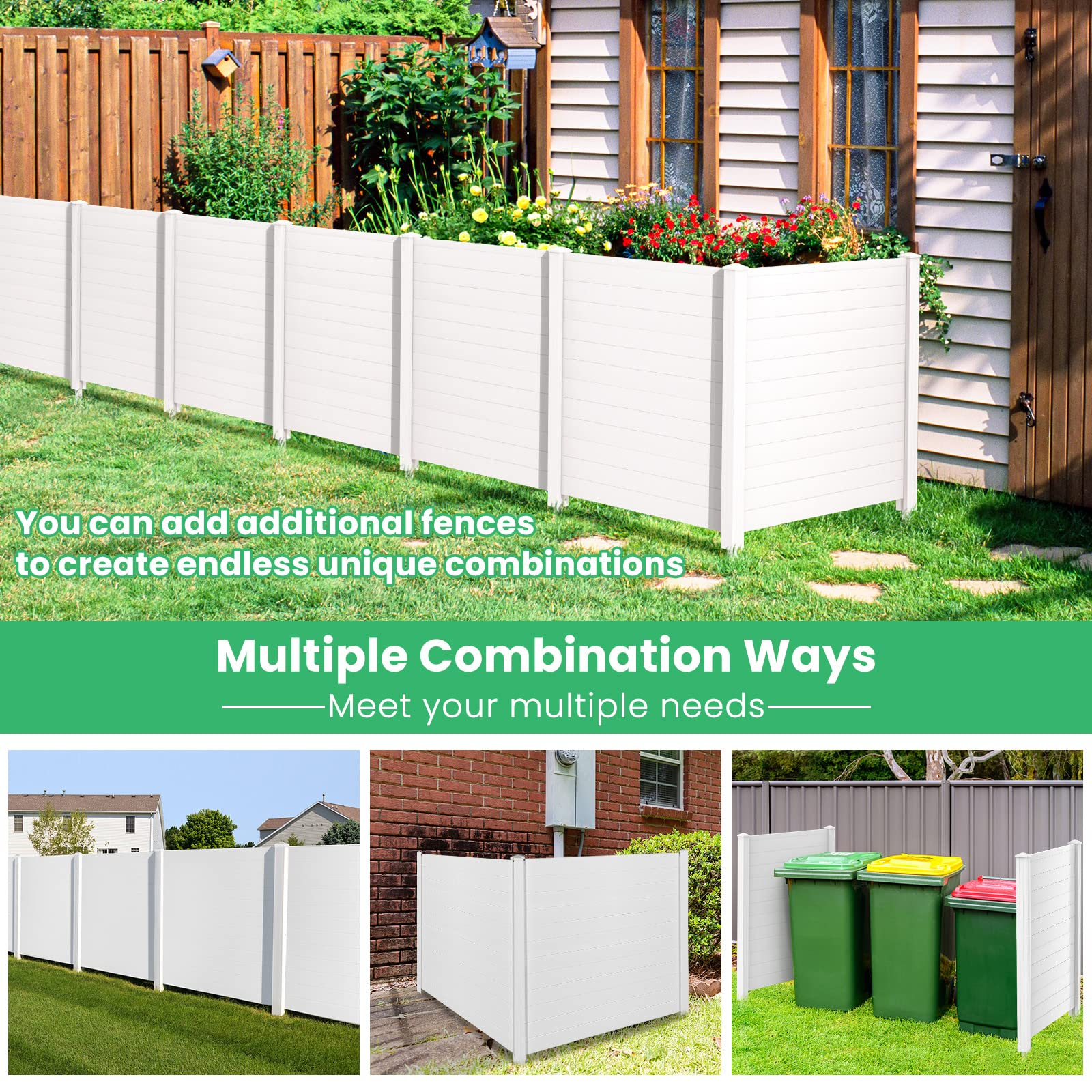 48''H Decorative Air Conditioner Fence Trash Can Enclosure with 3 Stakes