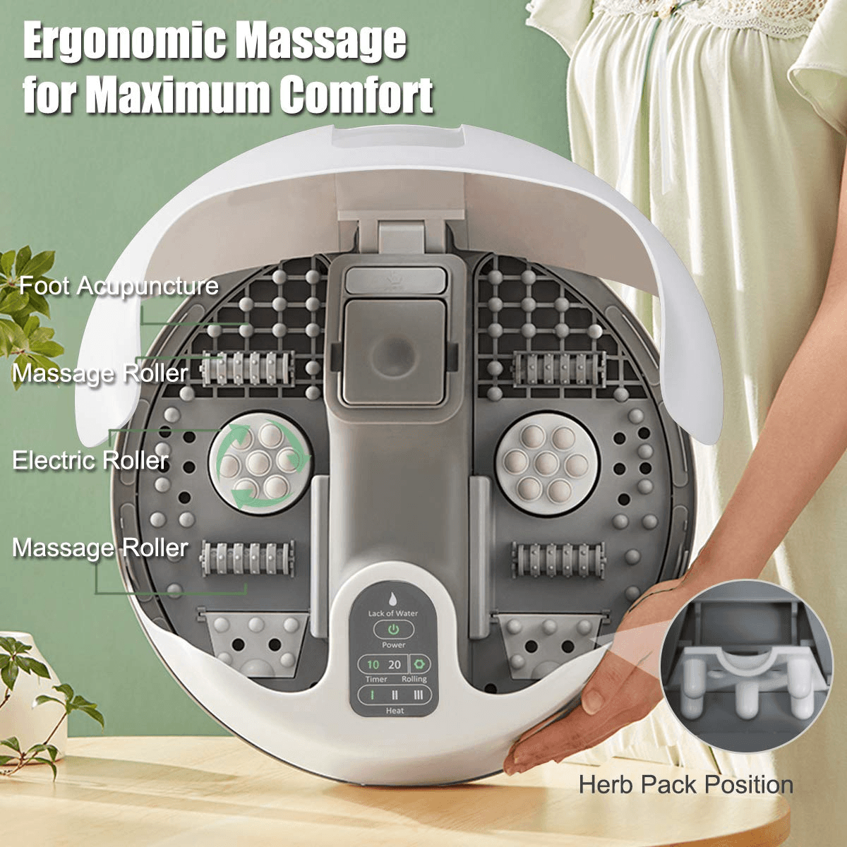 Giantex Steam Foot Spa Bath Massager w/3 Heat Levels, Pedicure Massage Rollers, Foot Spa Massager for Stress Relief (Brown/Gray)