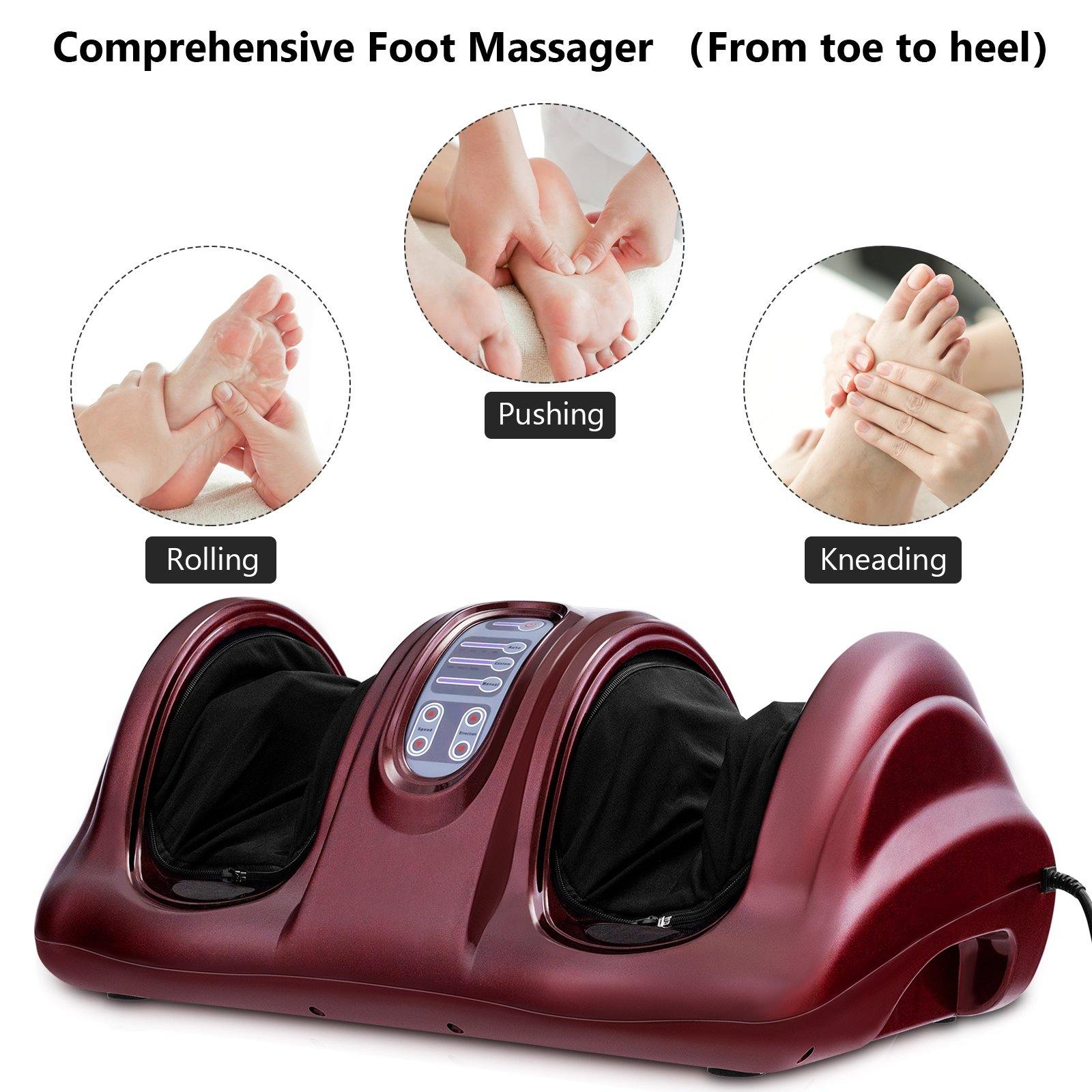 Giantex Nerve Pain Therapy Spa Gift Deep Kneading Rolling Massage for Leg Calf Ankle, Burgundy/Red/Black/Gray