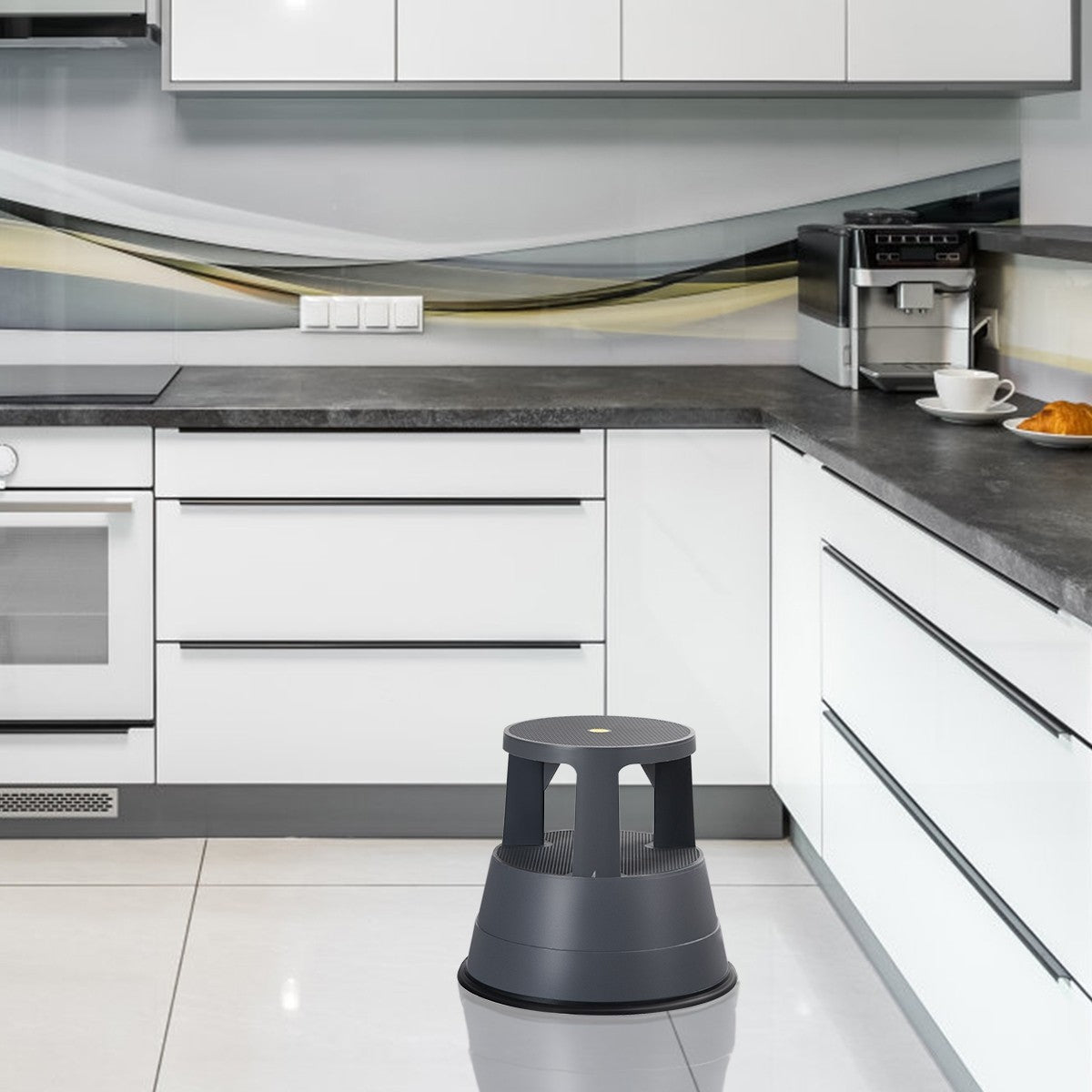 Rolling Step Stool Kick Stool Ladder w/Non-Slip Platform Casters