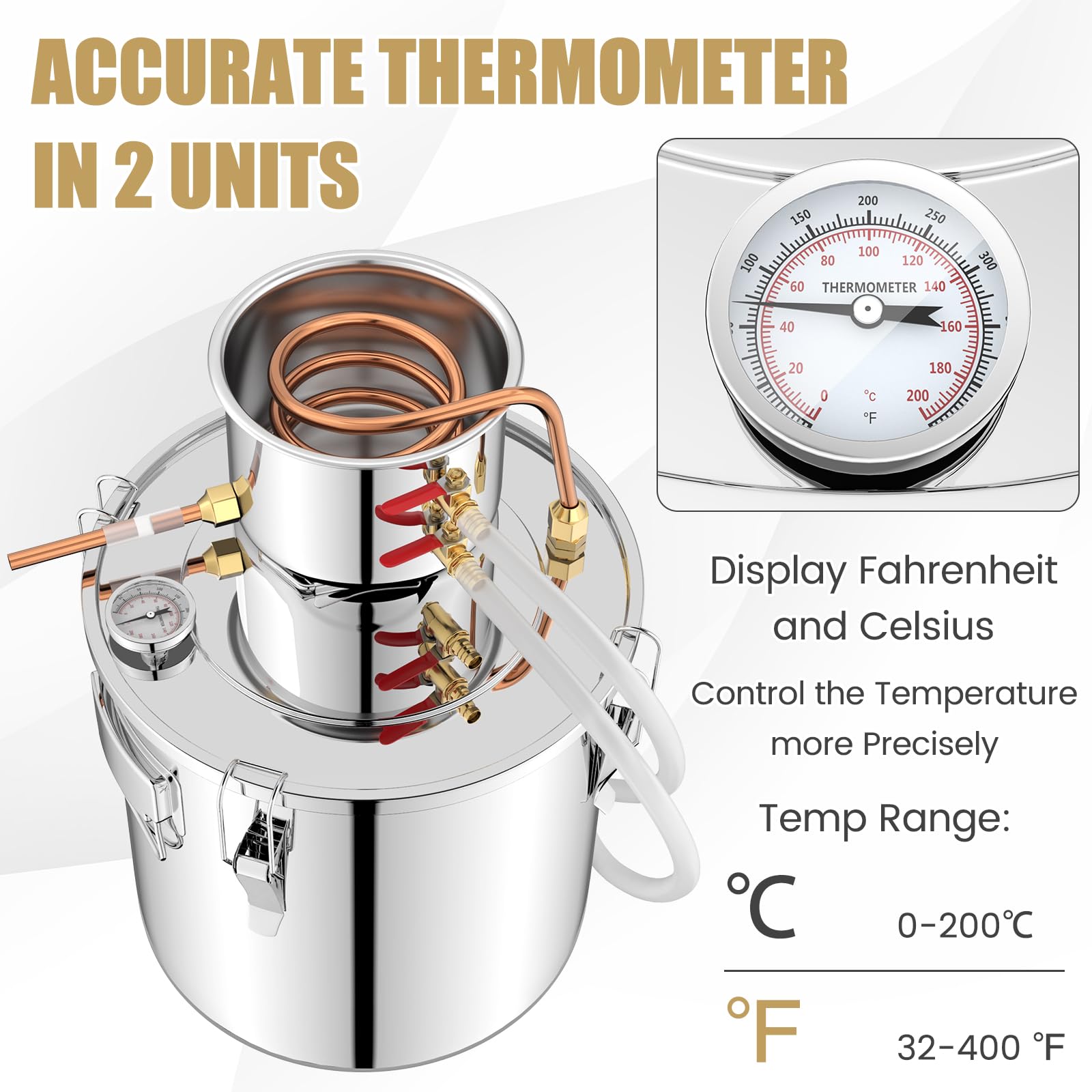 Giantex 10 Gal Alcohol Still,2 Pots Stainless Steel Alcohol Still, Multi-purpose Home Brewing Kit for DIY Whiskey, Brandy, Beer, Silver