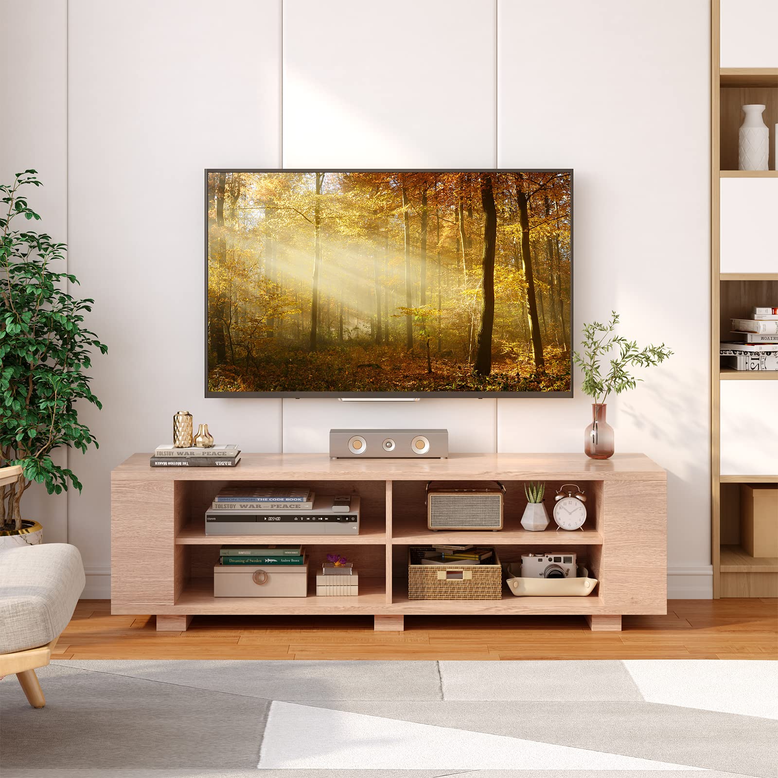 Giantex TV Stand Entertainment Center - Farmhouse Television Table up to 65 Inches TVs, 7 Colors