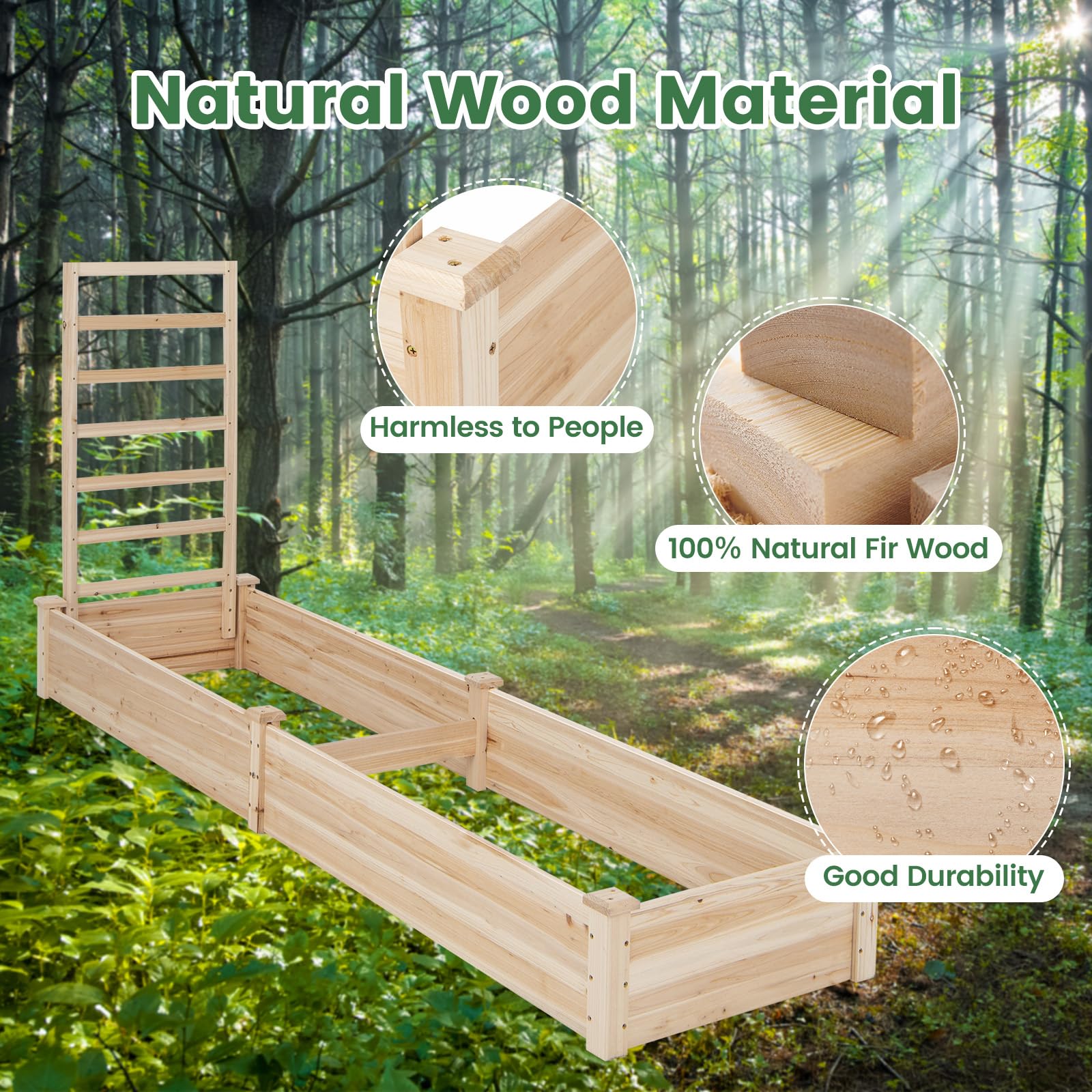 Giantex Raised Garden Bed with Trellis, 93" L x 25" W x 40" H