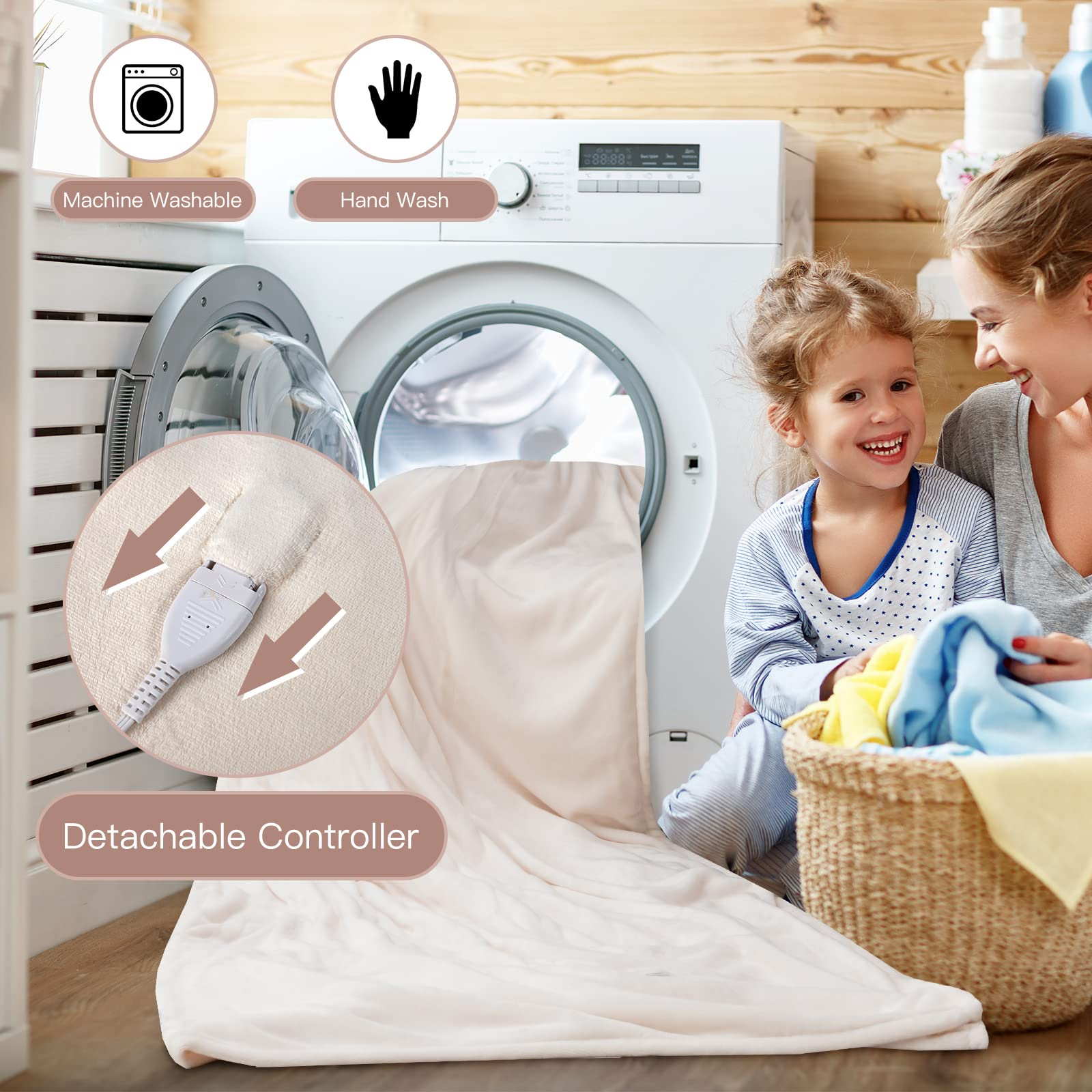 Giantex Electric Heated Blanket, Flannel Electric Blanket Throws, 10 Heating Levels, 8 Hours Auto Off