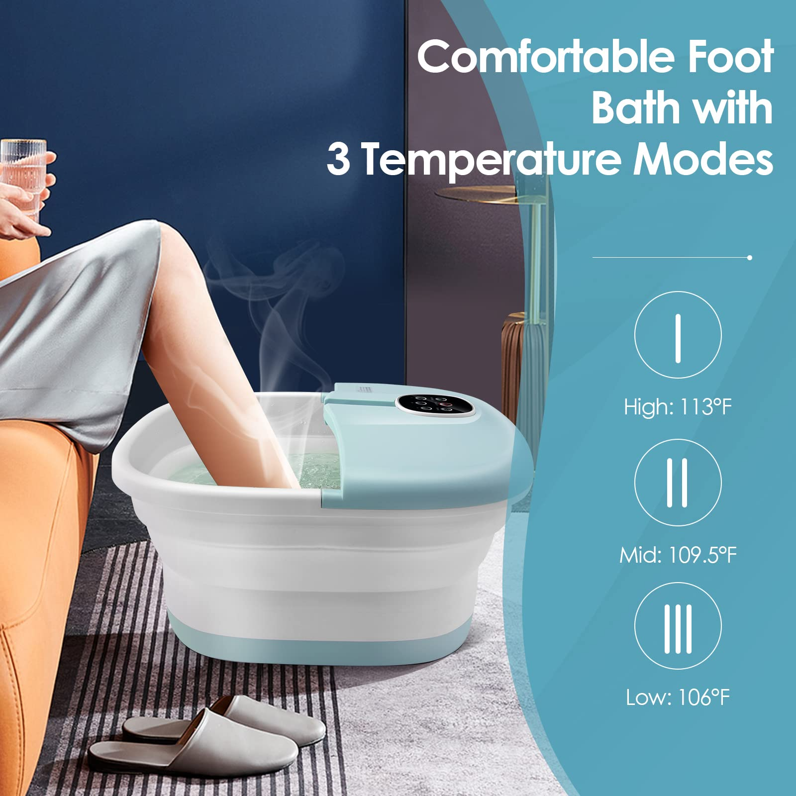 Collapsible Foot Spa Tub w/Remote Control | Pedicure Foot Spa