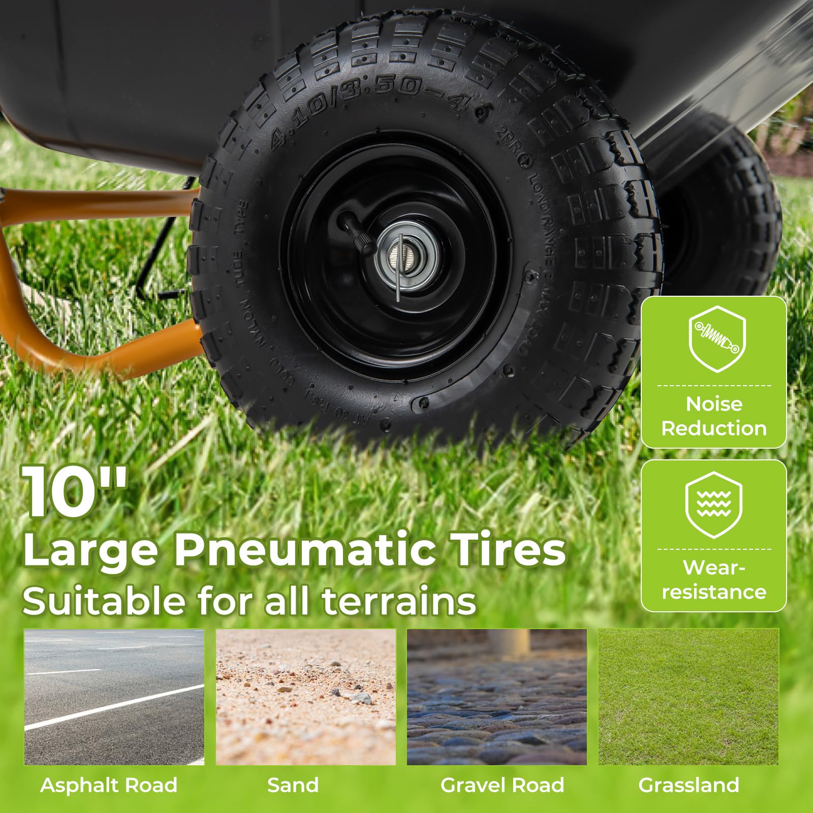 Giantex Dual-Wheel Wheelbarrow, Heavy-Duty Garden Utility Cart with Built-in Stand, Pneumatic Tires, 330 Lbs Capacity, Foldable Handle