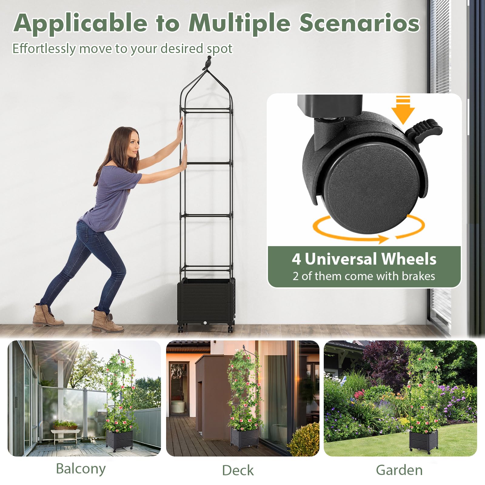 Giantex Raised Garden Bed with Tomato Cages, Obelisk & Bird Top