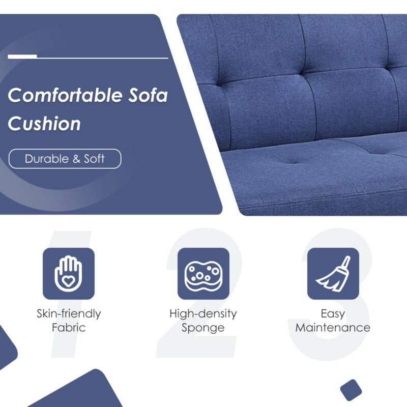 Convertible Futon Sofa, Modern 3 Seat Sofa Bed with USB and Power Strip