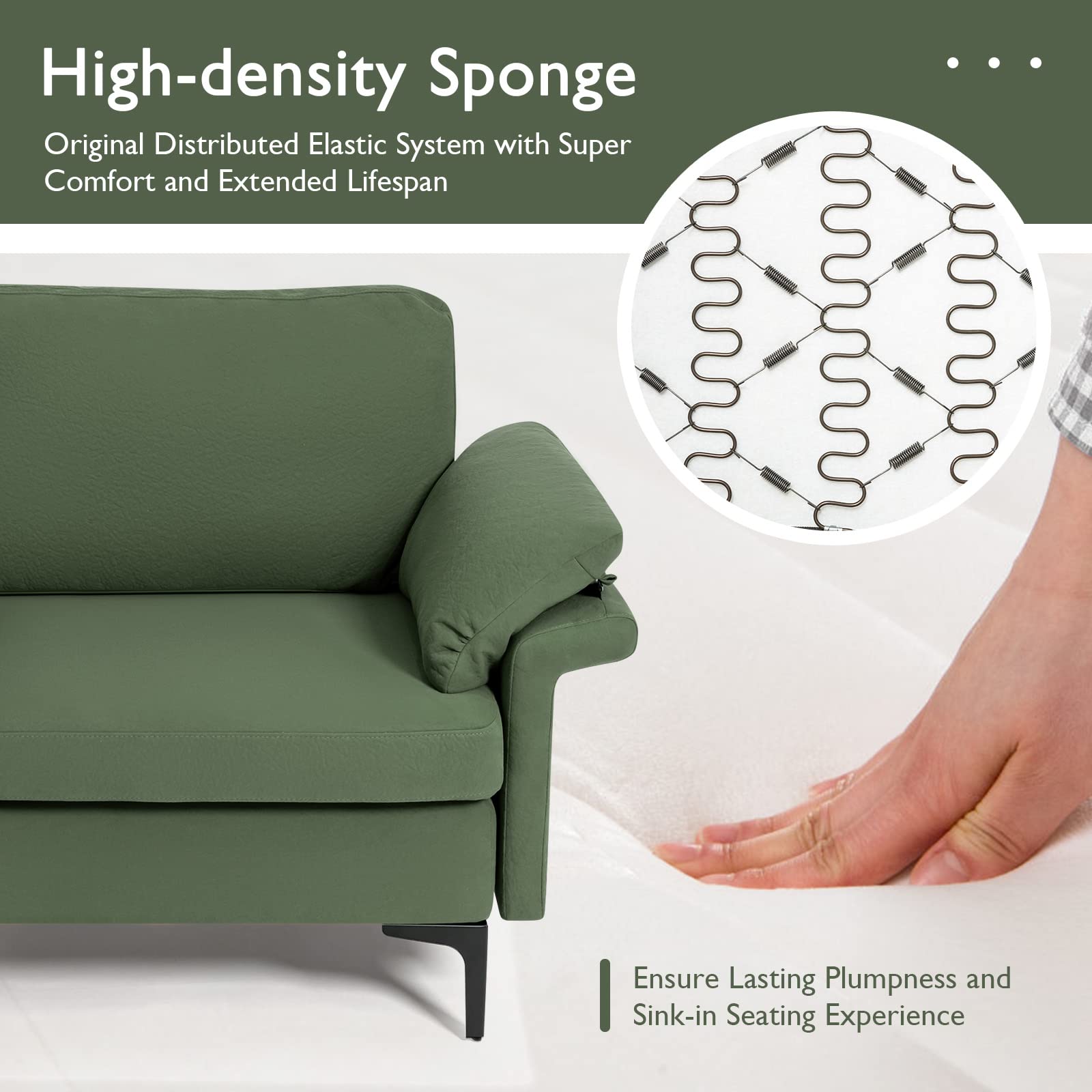 Giantex 72.5" L Loveseat, 2-Seat Sofa Couch with Removable Armrest Pillows