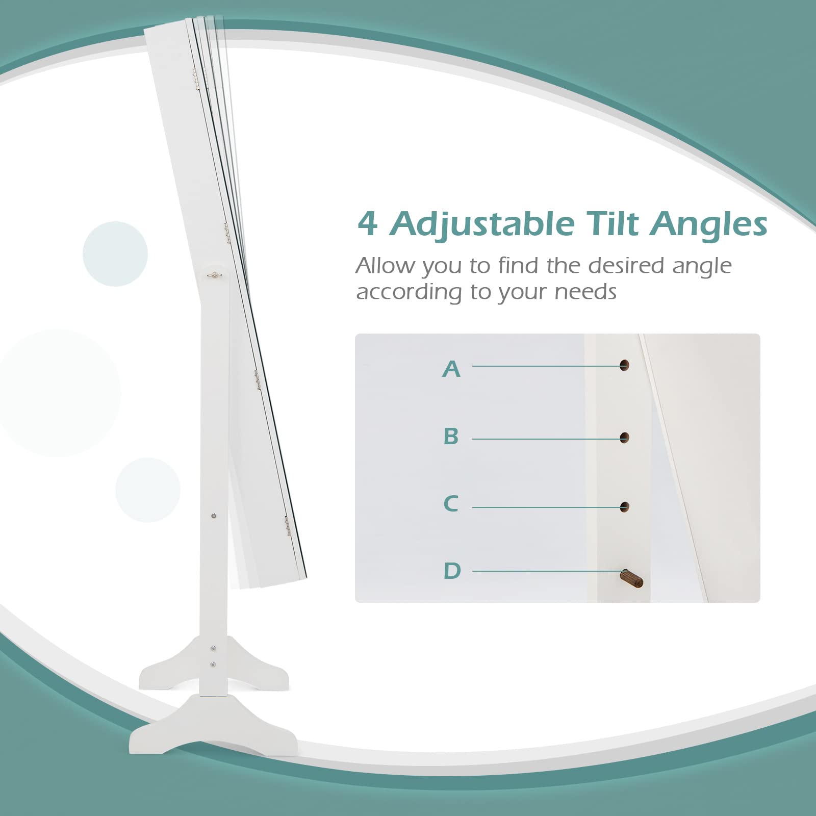 CHARMAID Jewelry Organizer Armoire, Standing Mirror with Jewelry Storage