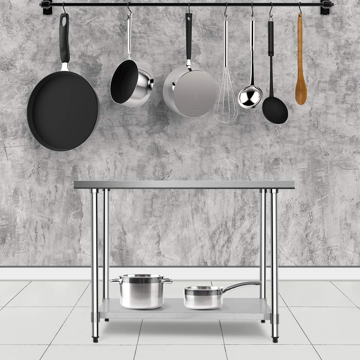 Giantex Stainless Steel Work Table with Shelf Commercial Kitchen Food Prep Table