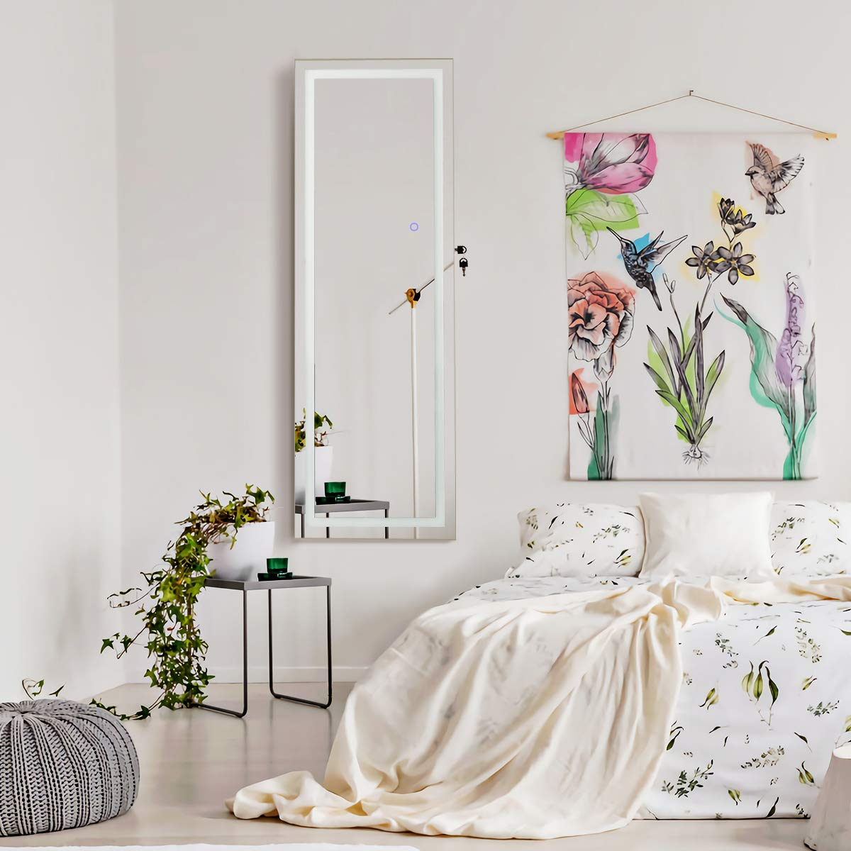 CHARMAID Jewelry Cabinet with LED Touch Screen Mirror