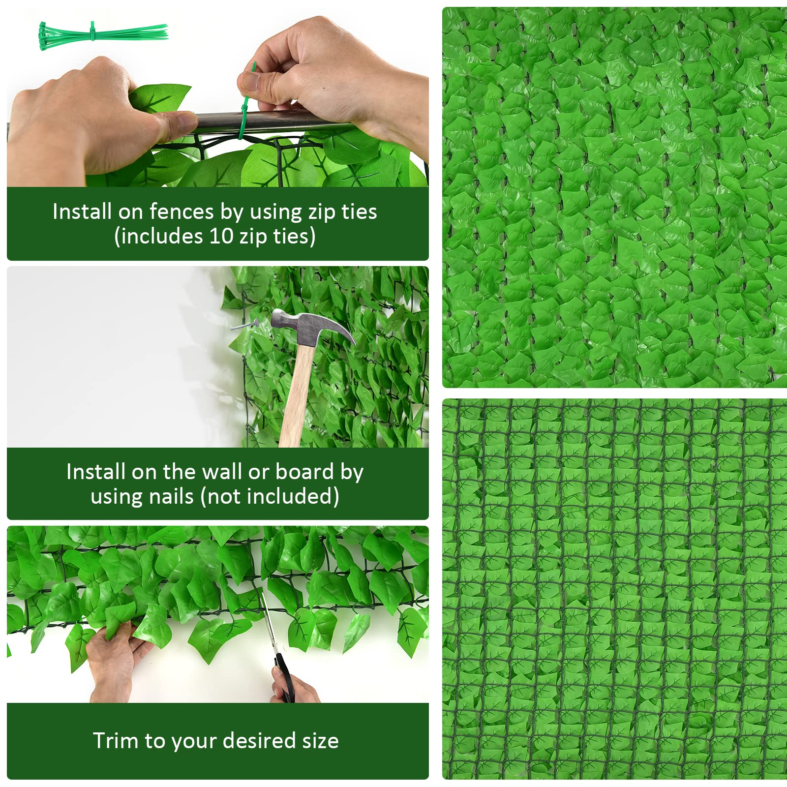 Giantex 118" x 39.4" Artificial Hedges Fence Faux Ivy Vine Greenery Wall