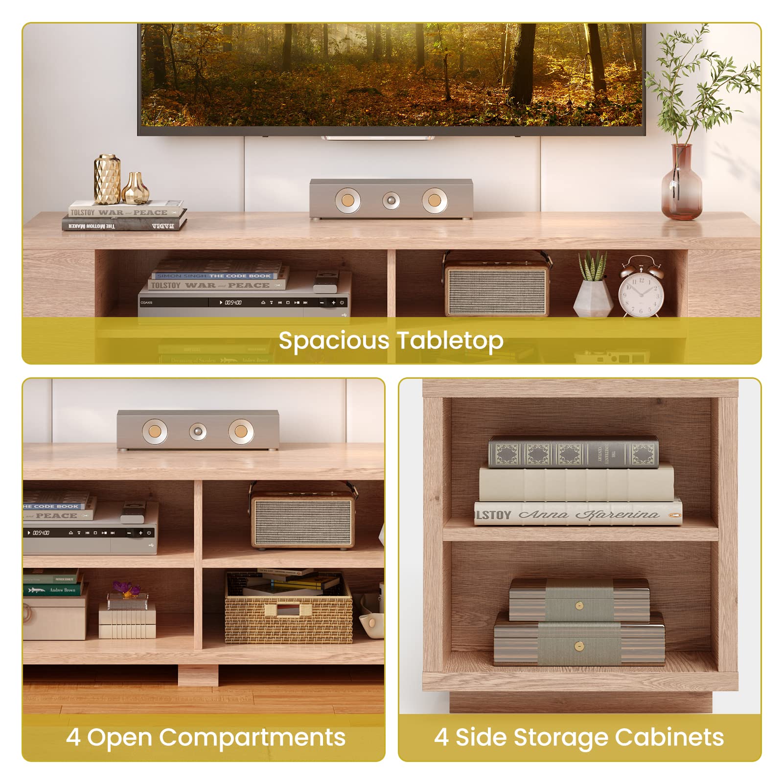 Giantex TV Stand Entertainment Center - Farmhouse Television Table up to 65 Inches TVs, 7 Colors